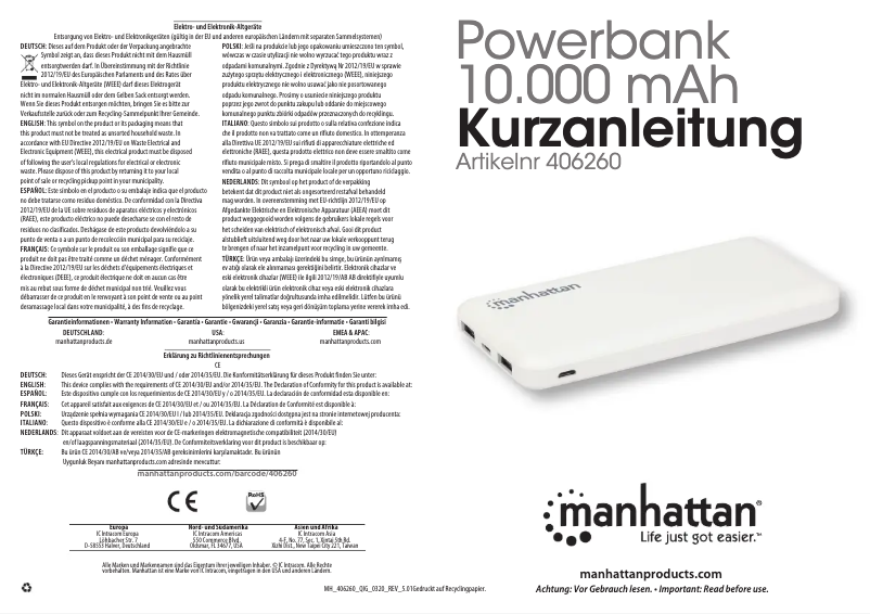 First page image of the manual for 406260