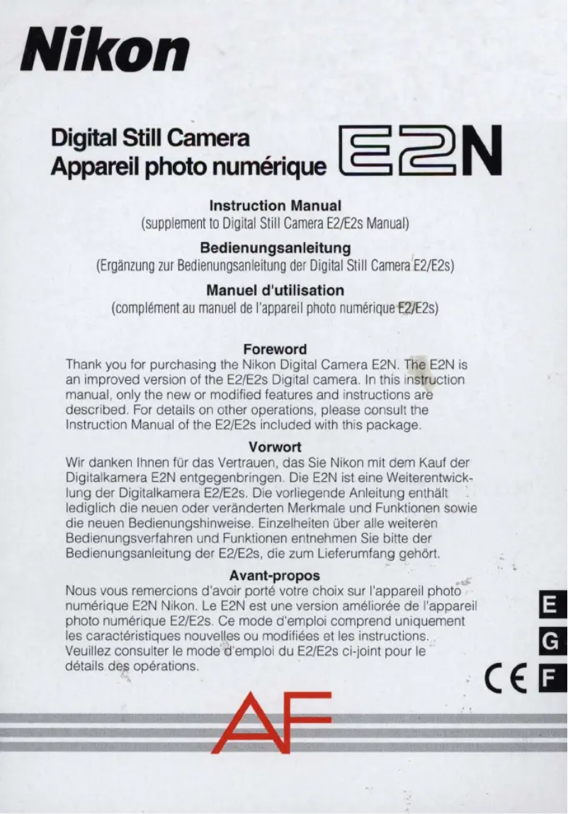 Page 1 of the manual User Manual Nikon E2N
