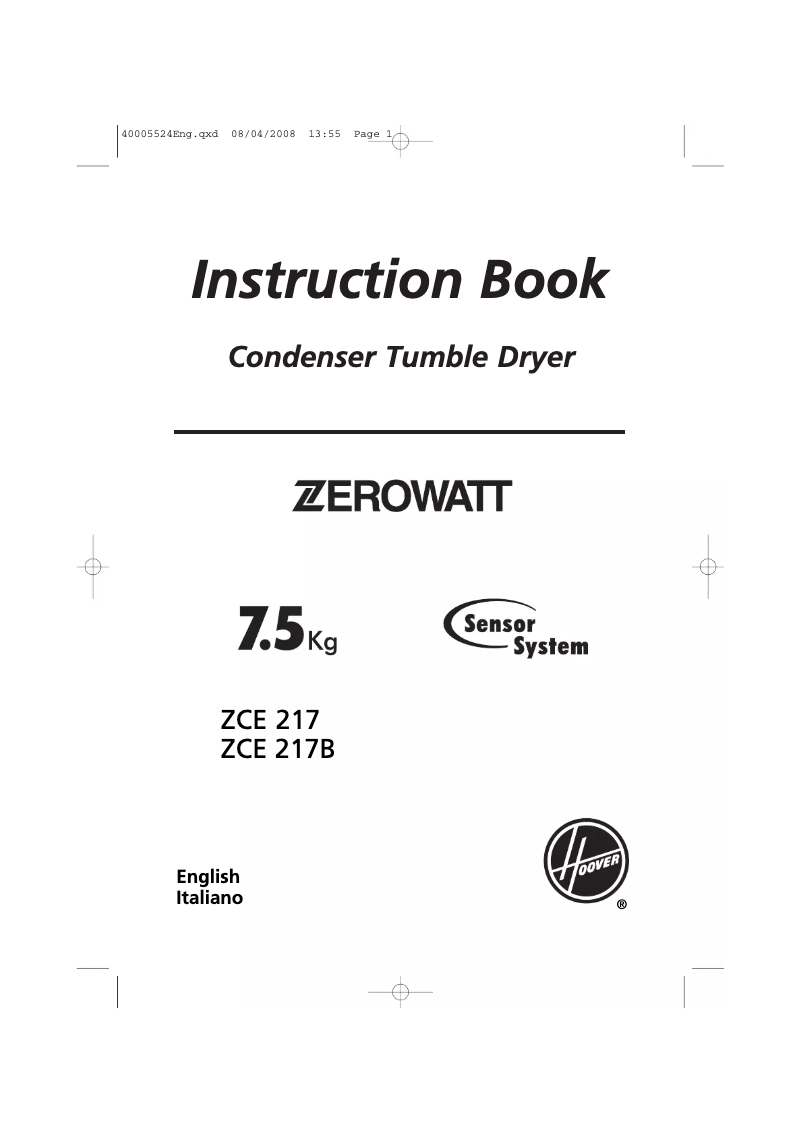 Page 1 of the manual User Manual Zerowatt ZCE 217B