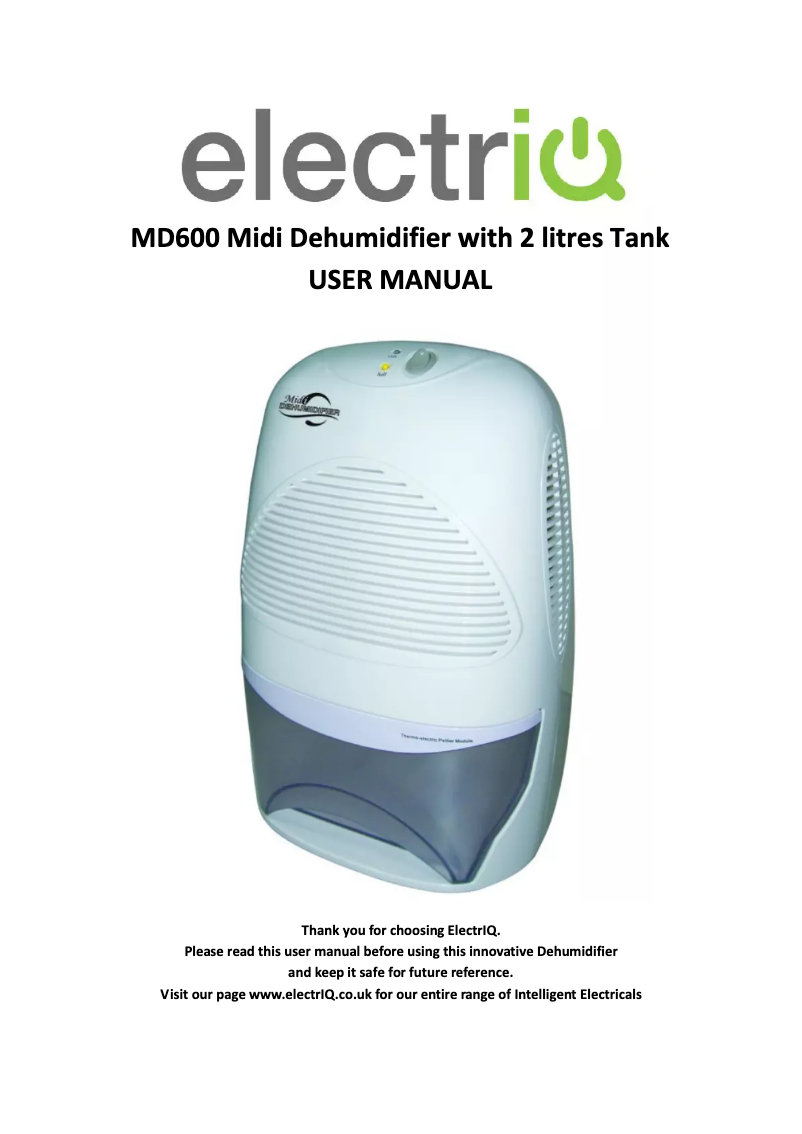 Page 1 of the manual User Manual ElectriQ MD600