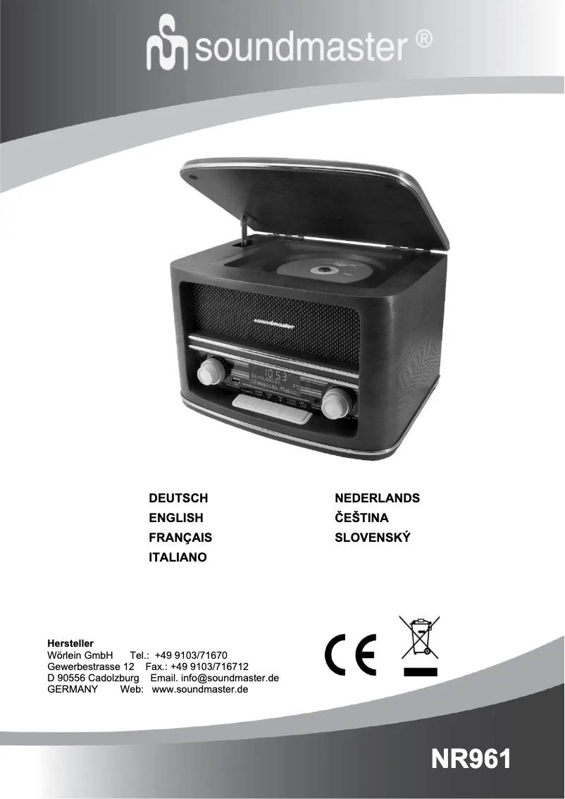 Page 1 of the manual User Manual Soundmaster NR961