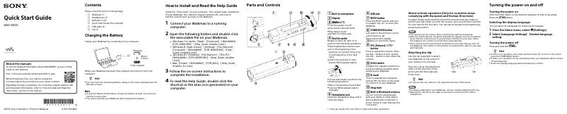 First page image of the manual for Walkman NWZ-M504
