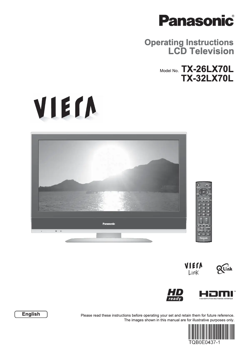 First page image of the manual for Viera TX-26LX70L