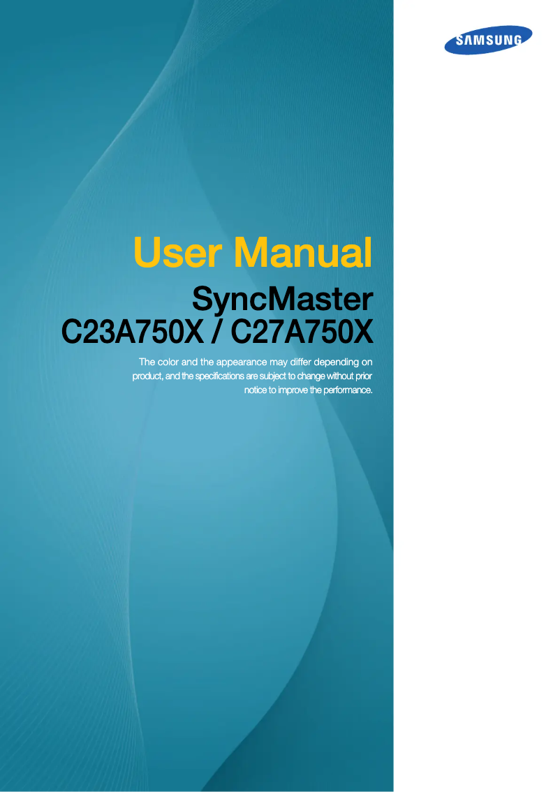 Page 1 of the manual User Manual Samsung SyncMaster C27A750X