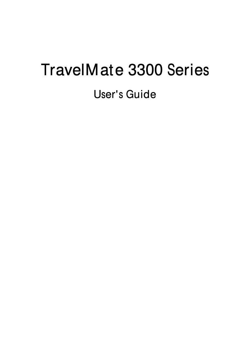 First page image of the manual for Travelmate 3300