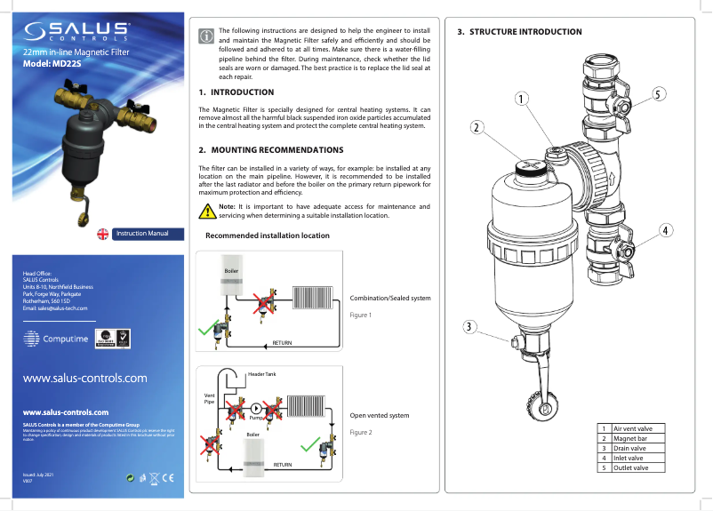 Page 1 of the manual User Manual Salus MD22S