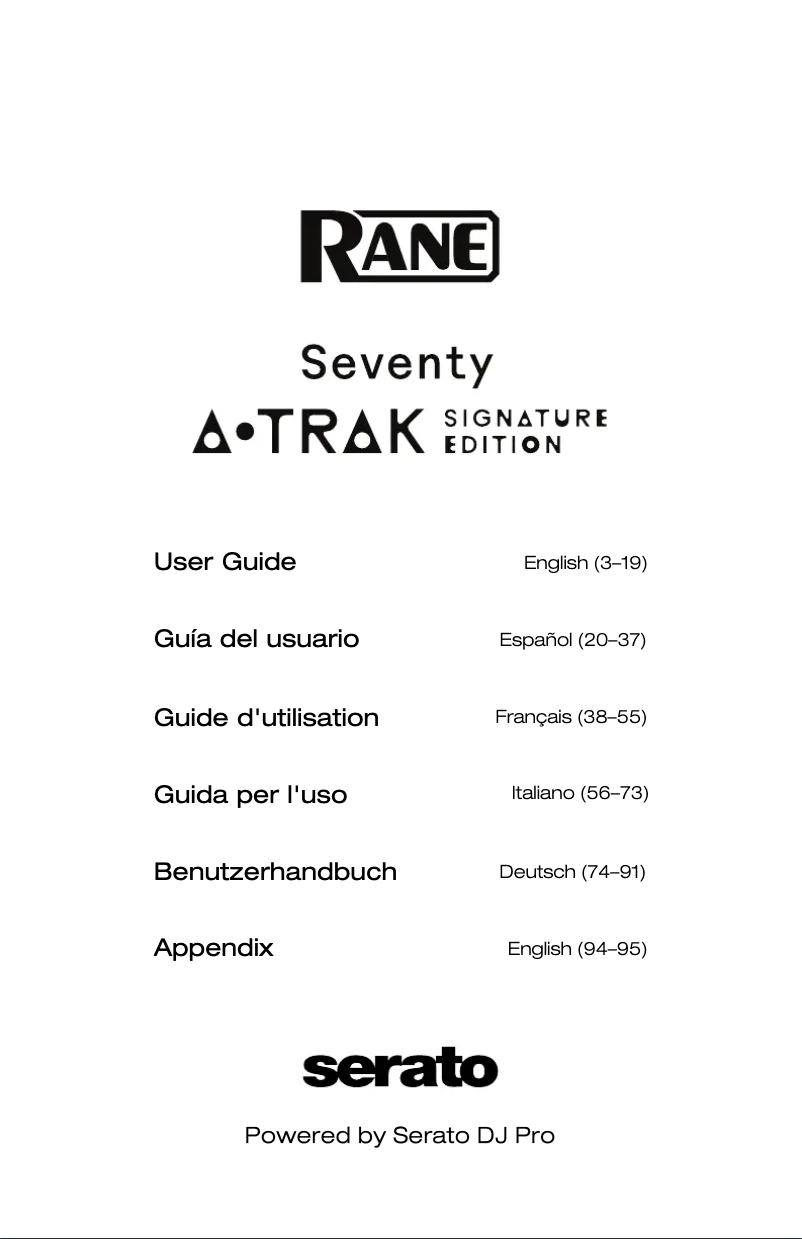 First page image of the manual for Seventy