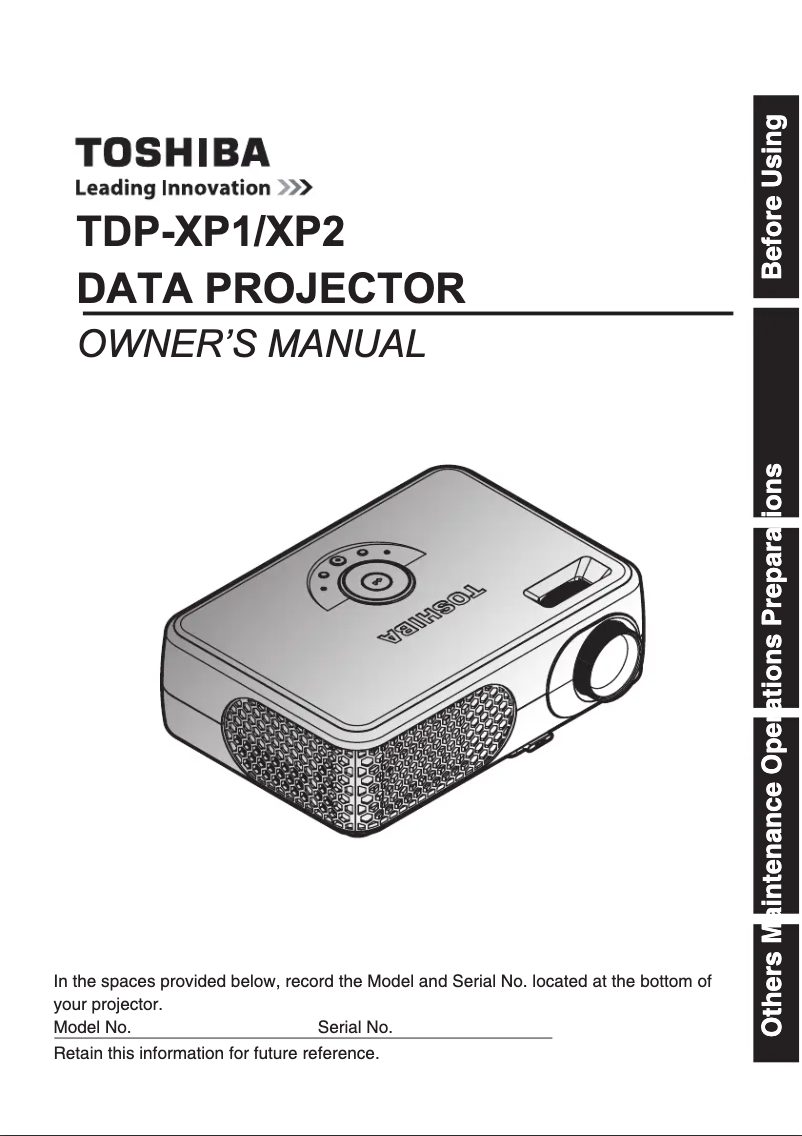 Page 1 of the manual User Manual Toshiba TDP-XP1