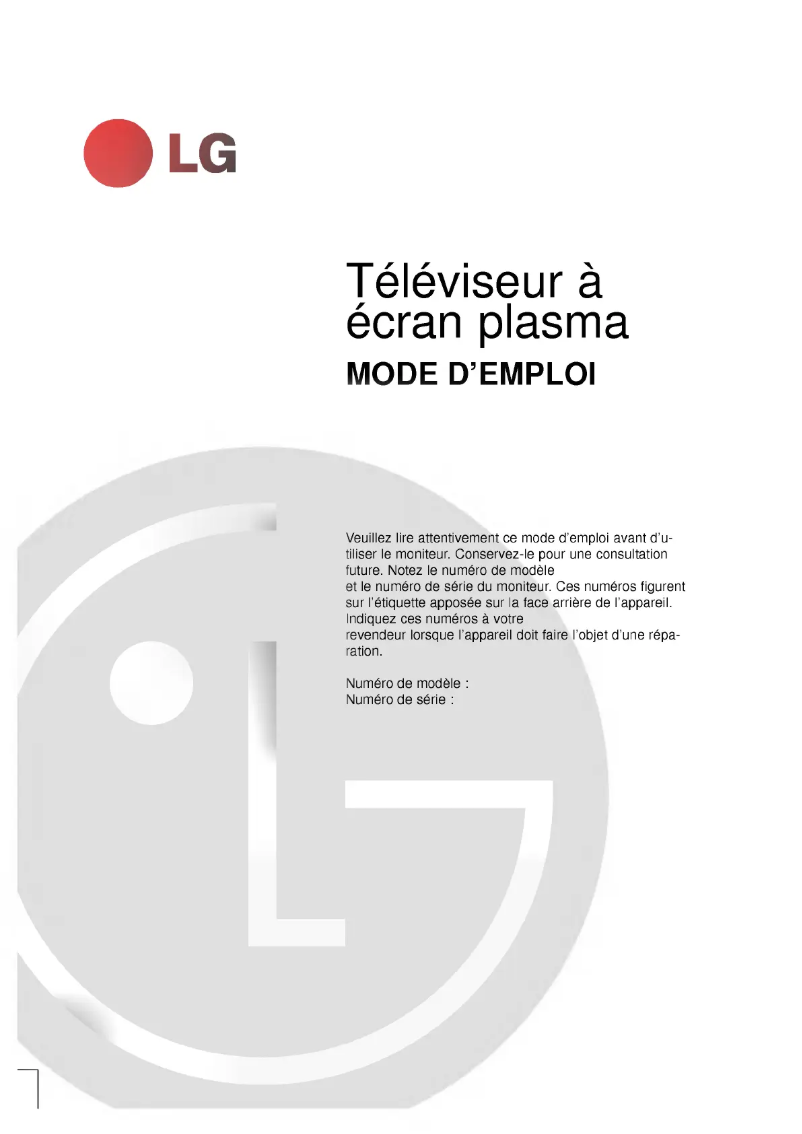 First page image of the manual for RZ-42PY10X