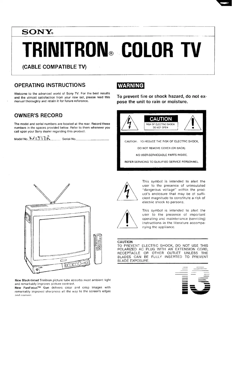 Page 1 of the manual User Manual Sony KV-1397R