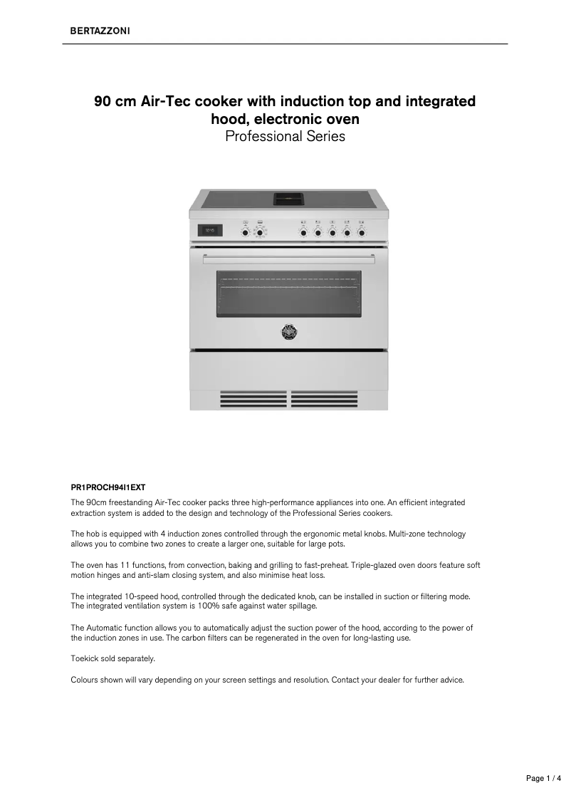 First page image of the manual for PR1PROCH94I1EXT