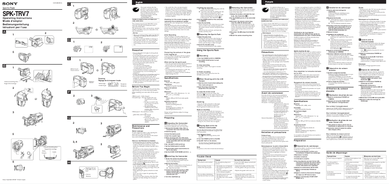 Page 1 of the manual User Manual Sony SPK-TRV7