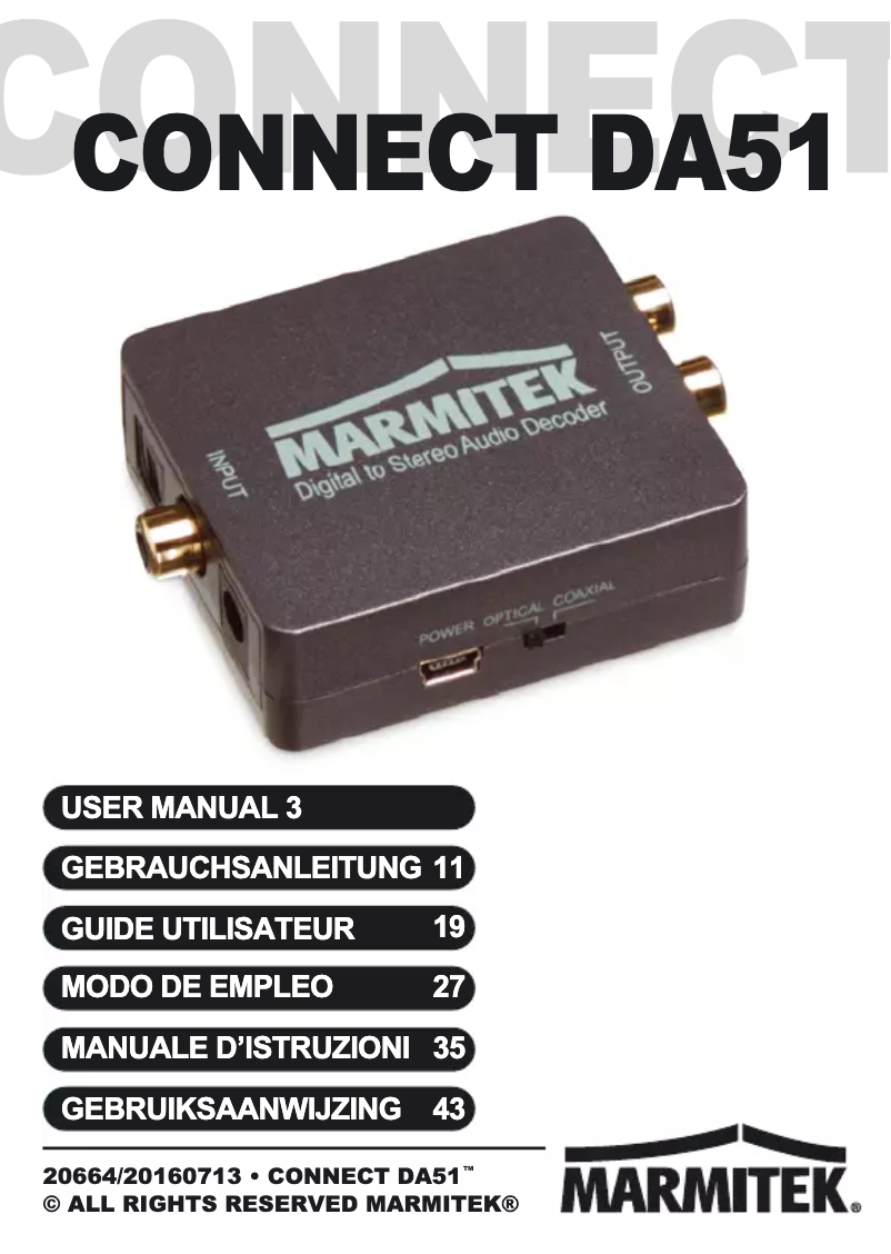 Page 1 of the manual User Manual Marmitek Connect DA51