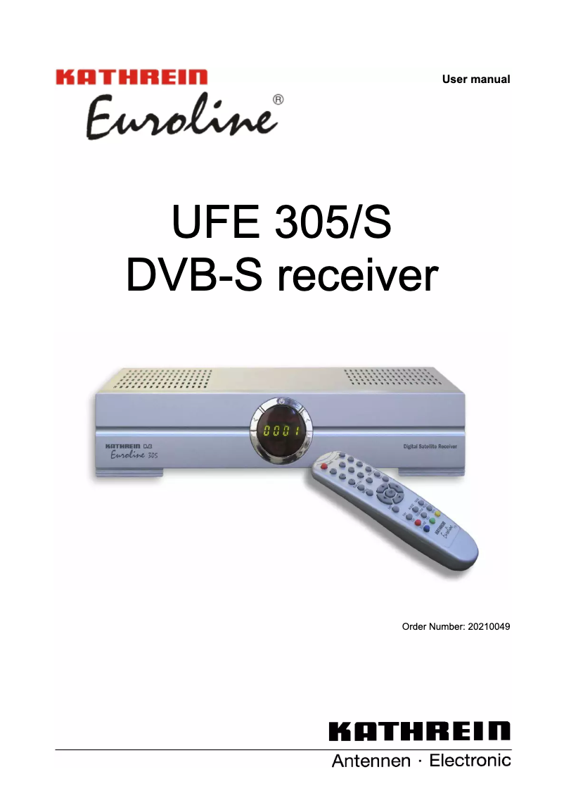 First page image of the manual for UFE 305-S