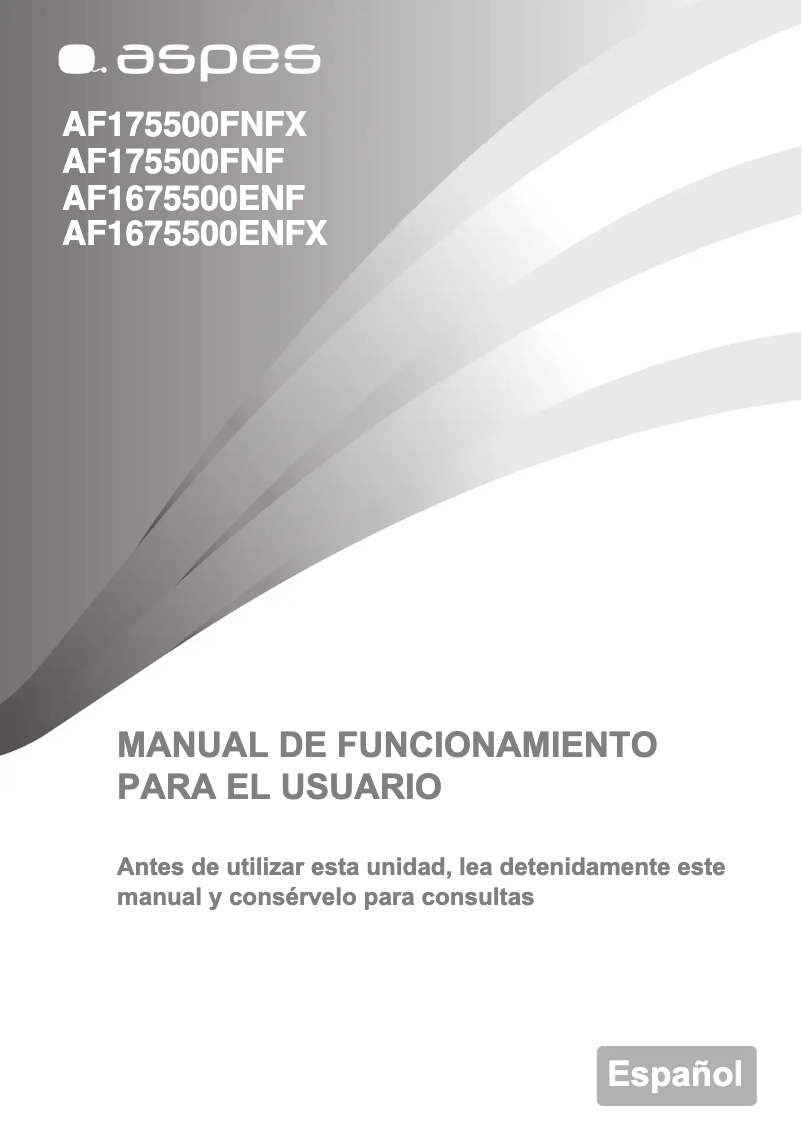 First page image of the manual for AF1675500ENFX