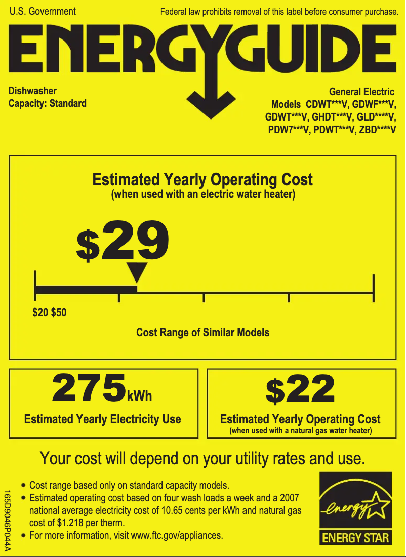 Page 1 of the manual Energy Label GE GLD2800VBB