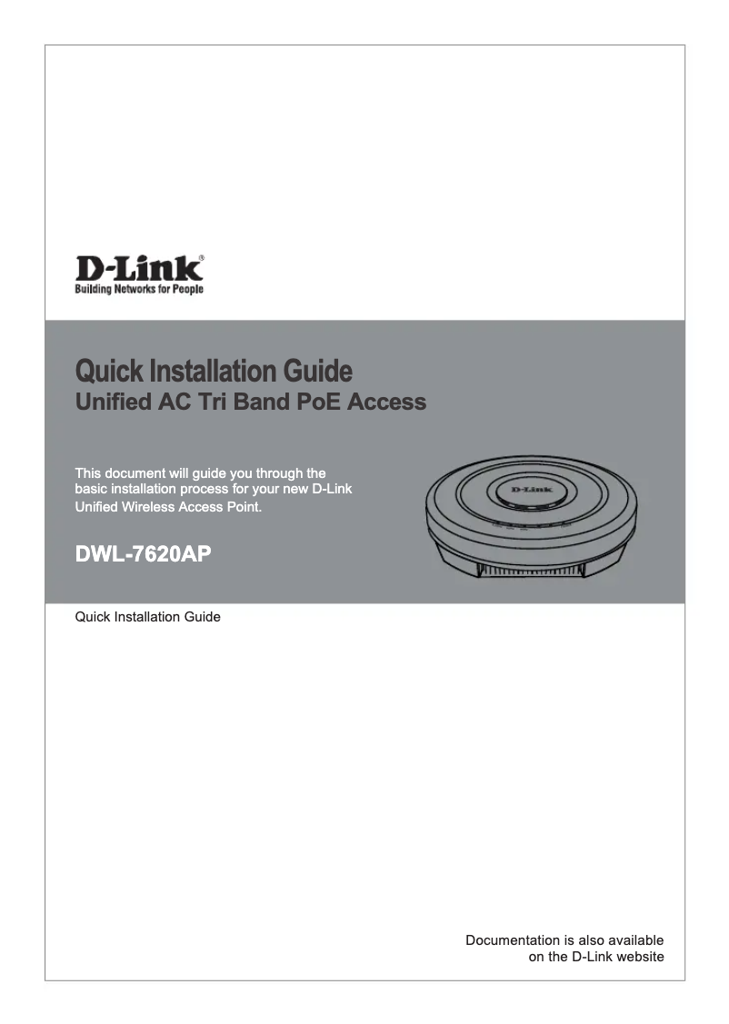 Page 1 de la notice Guide d'installation D-Link DWL-7620AP