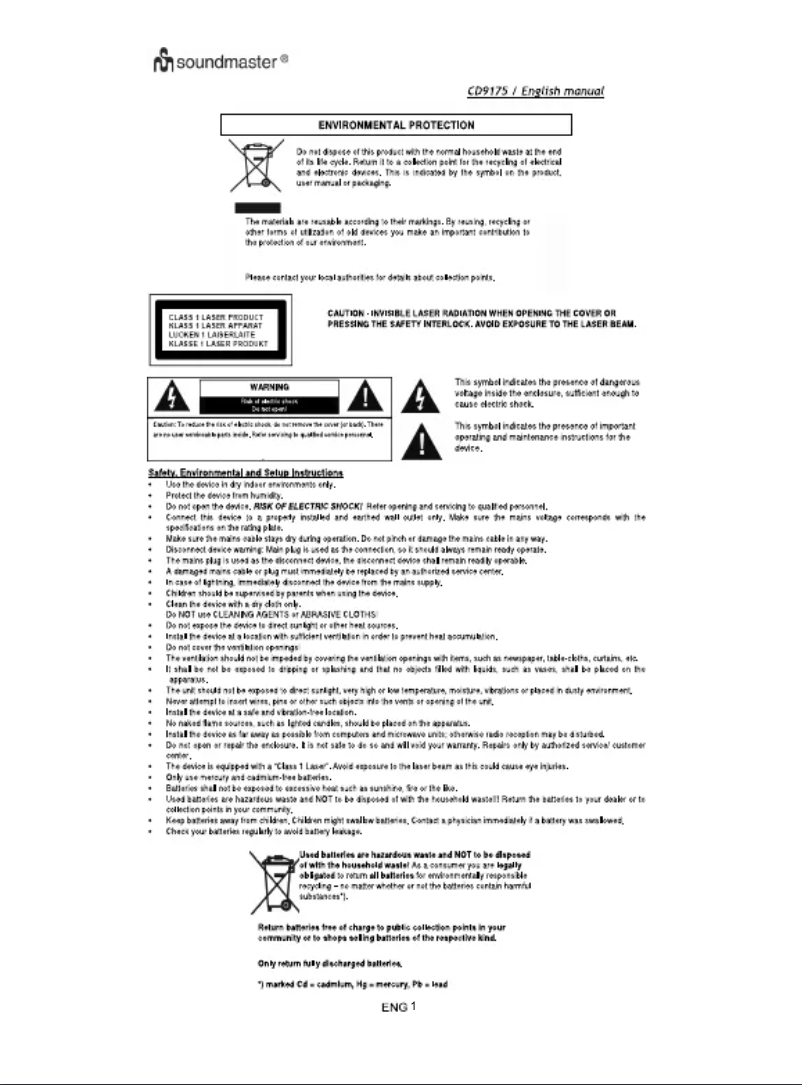 Page 1 of the manual User Manual Soundmaster CD9175