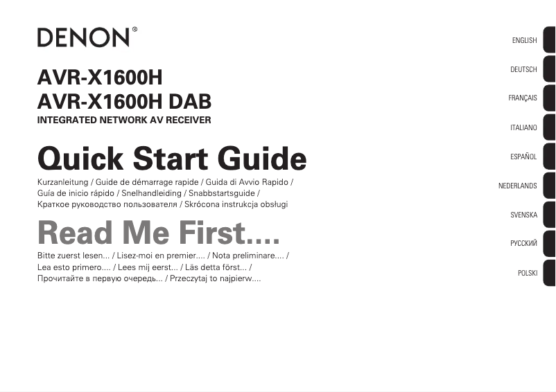 First page image of the manual for AVR-X1600H DAB