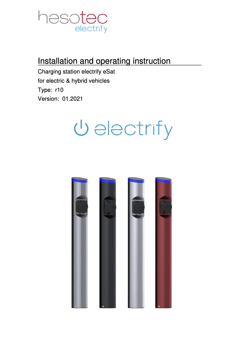 First page image of the manual for eSat r10