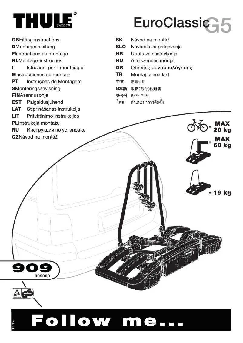 Page 1 of the manual User Manual Thule EuroClassic G5 909