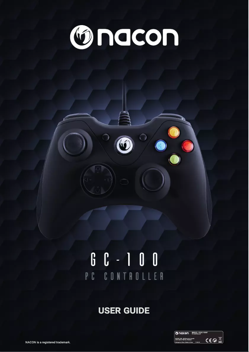 Page 1 of the manual User Manual NACON GC-100