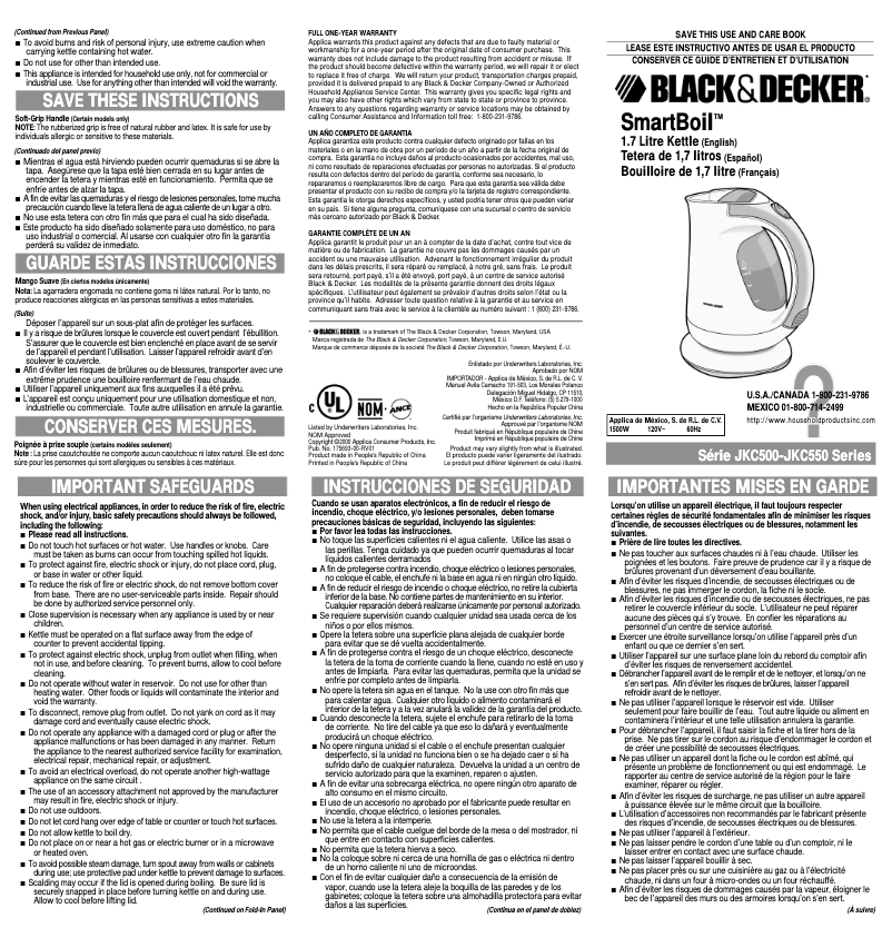 Page 1 of the manual User Manual Black & Decker JKC500