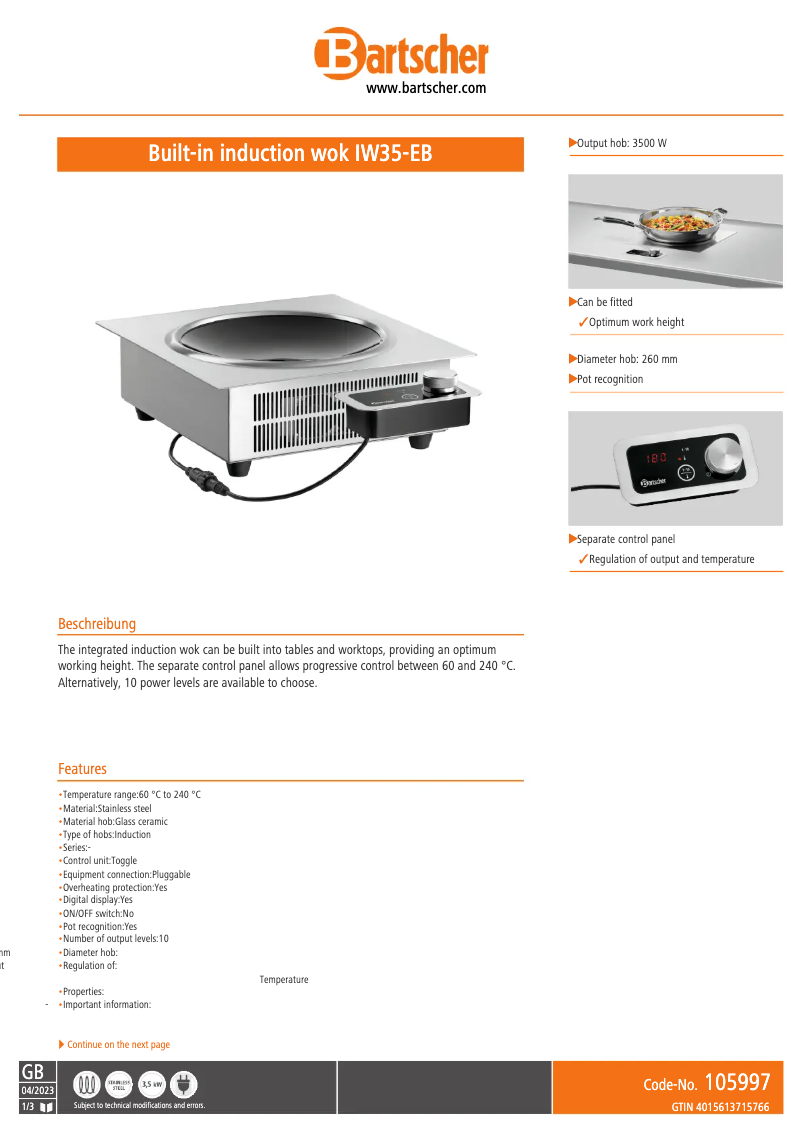 First page image of the manual for IW35-EB