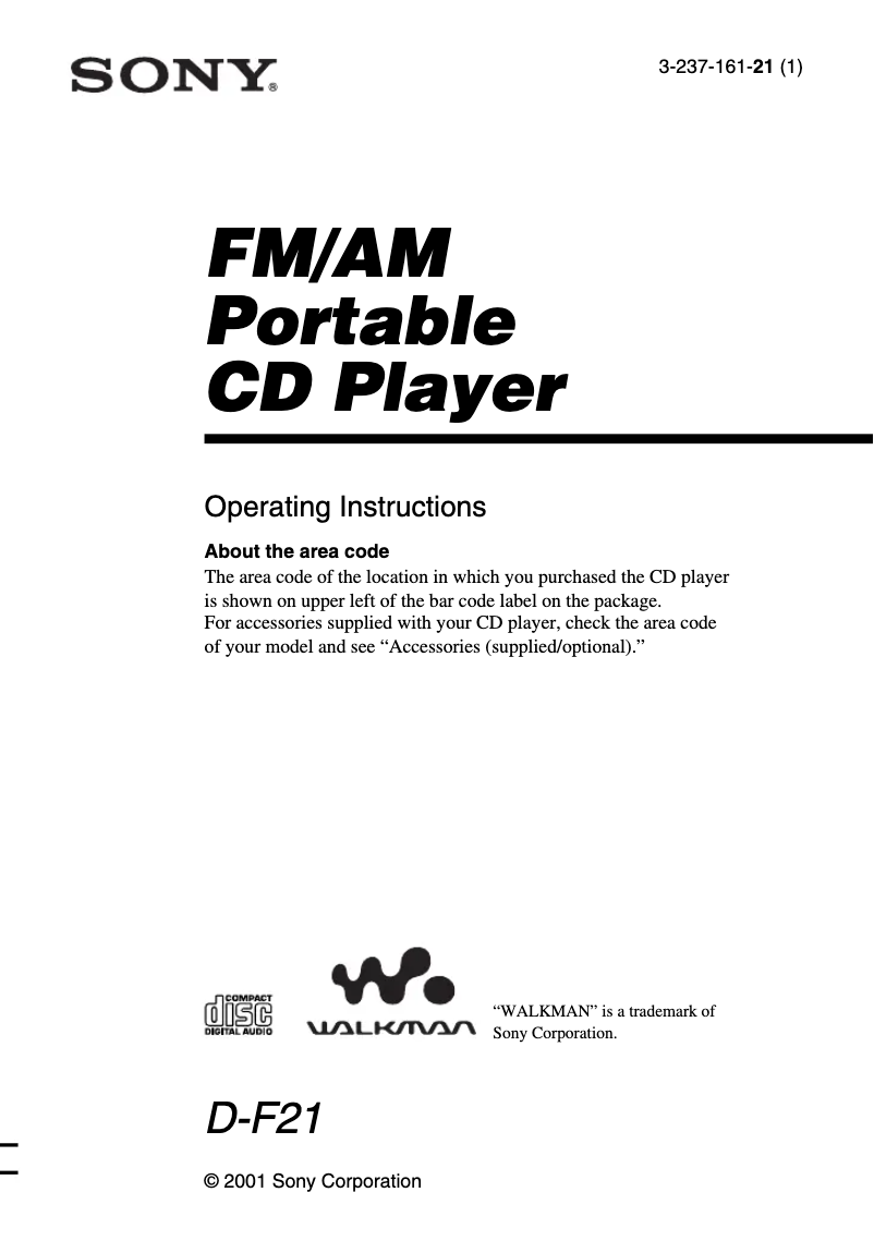 Page 1 of the manual User Manual Sony D-F21