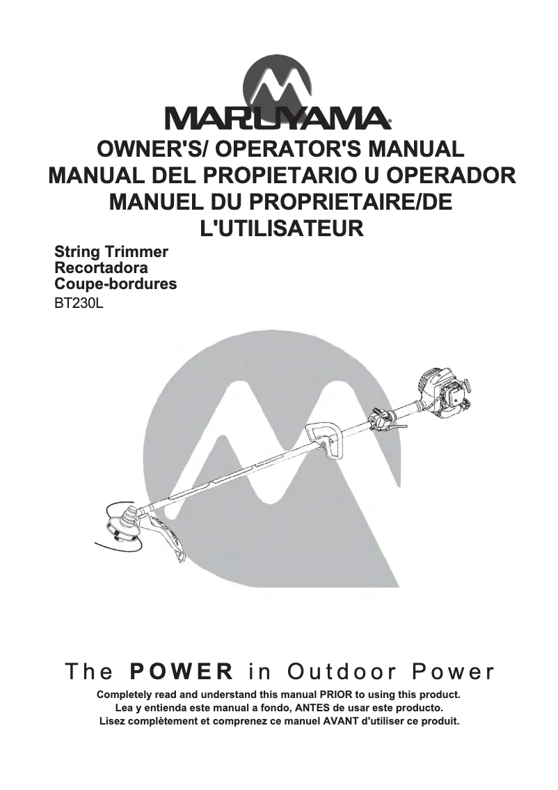 First page image of the manual for BT230L