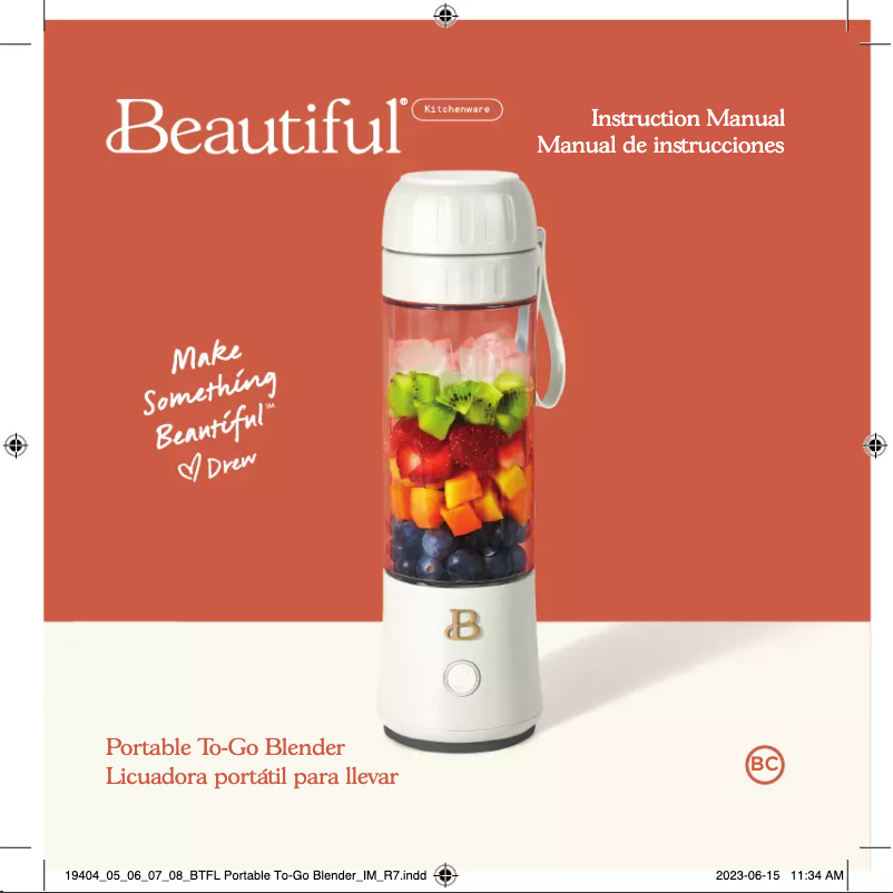 First page image of the manual for Portable To-Go Blender