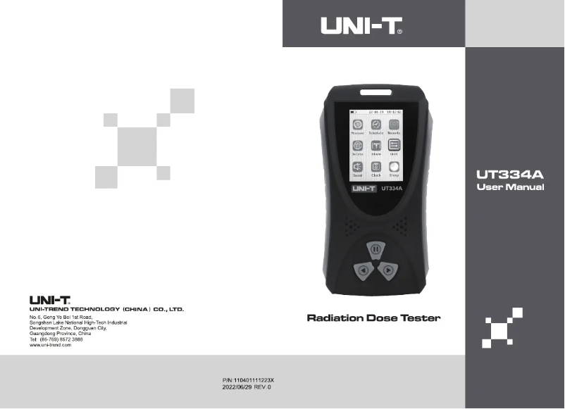 First page image of the manual for UT334A