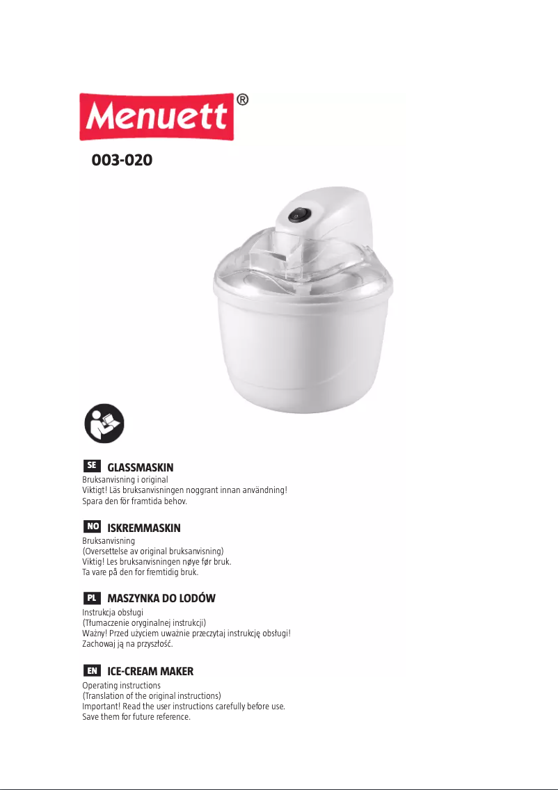 First page image of the manual for 003-020