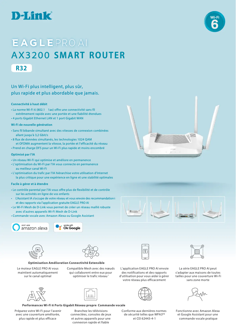 Page 1 of the manual Technical Sheet D-Link Eagle Pro AI R32