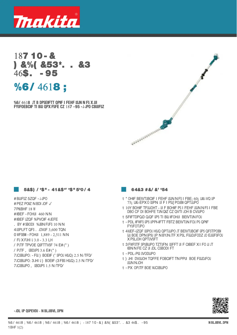 Page 1 of the manual Technical Sheet Makita DUN461WZ