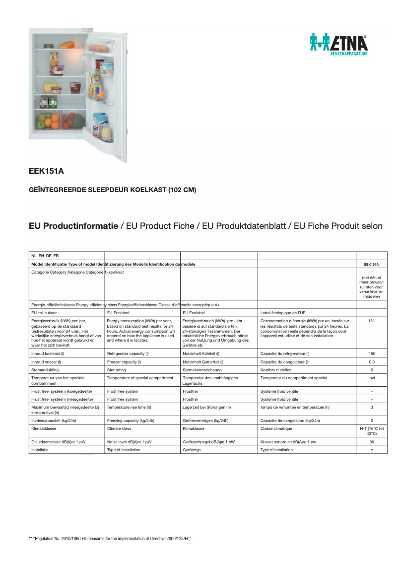 First page image of the manual for EEK151A