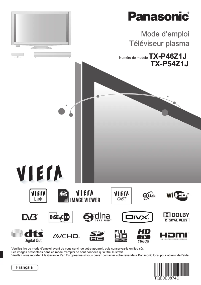 Page 1 of the manual User Manual Panasonic TX-P54Z1J