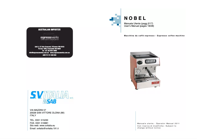 First page image of the manual for Nobel