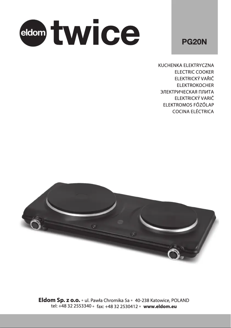 First page image of the manual for TWICE PG20N