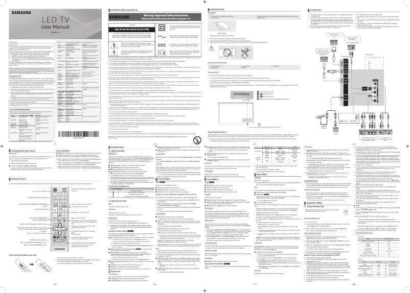First page image of the manual for UA32M4010DR