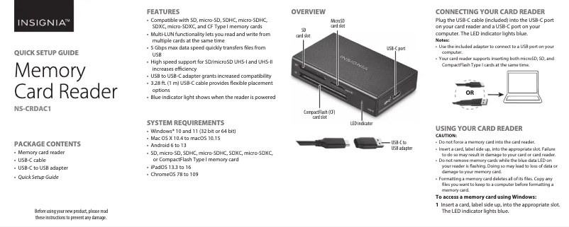 Page 1 of the manual User Manual Insignia NS-CRDAC1