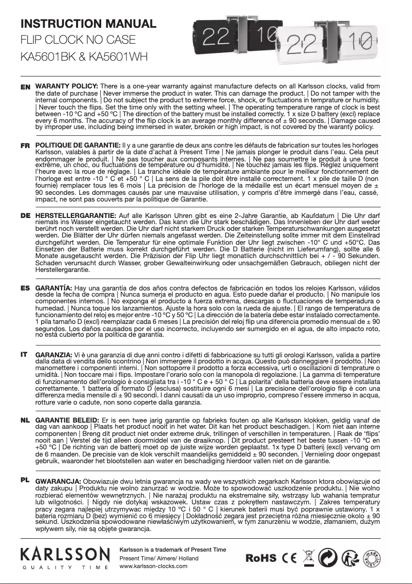 First page image of the manual for KA5601WH