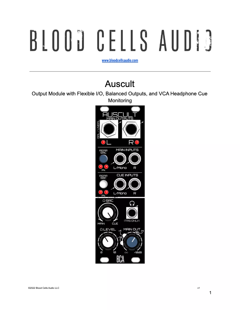 Page 1 of the manual User Manual Blood Cells Audio Auscult
