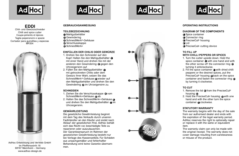 Image de la première page du manuel de l'appareil Eddi MP204