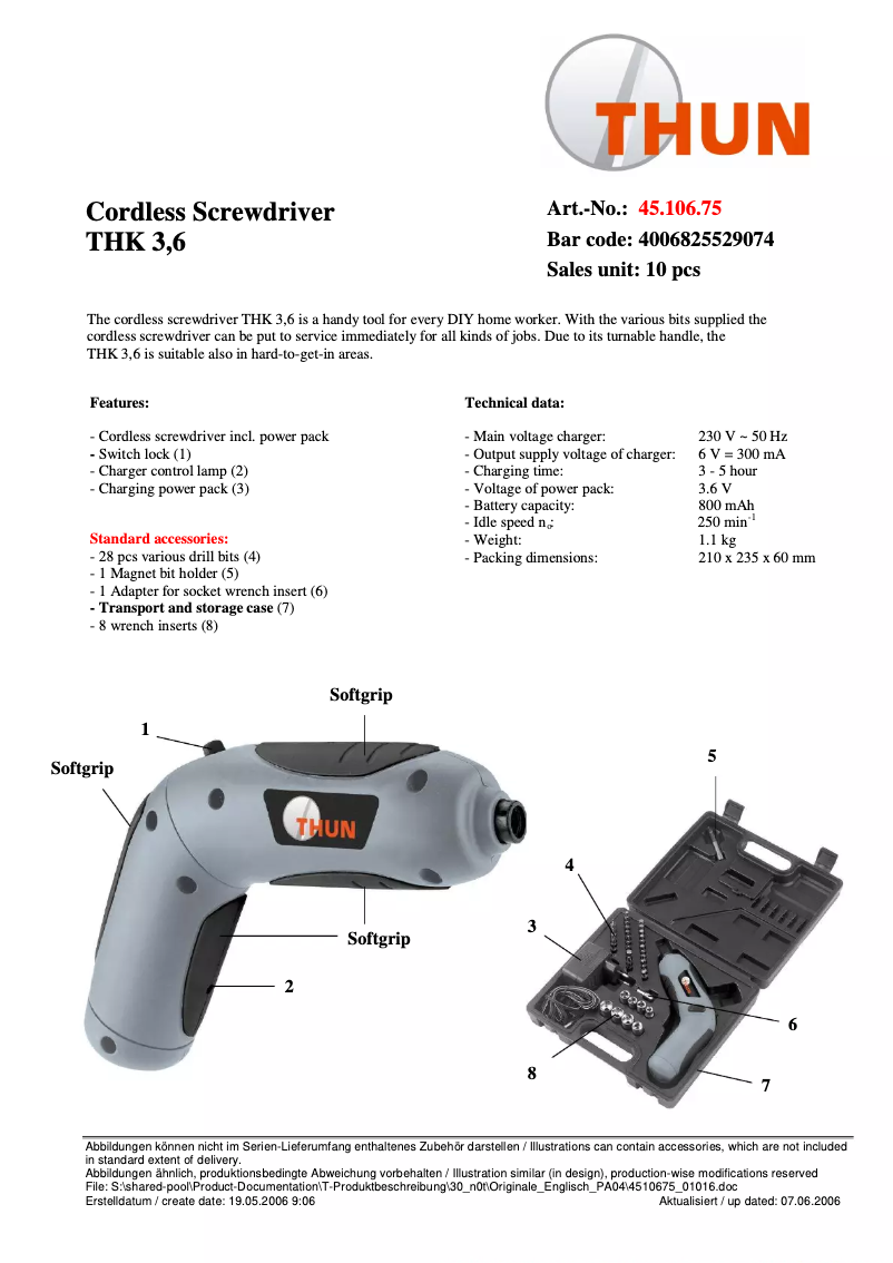 First page image of the manual for THK 3,6