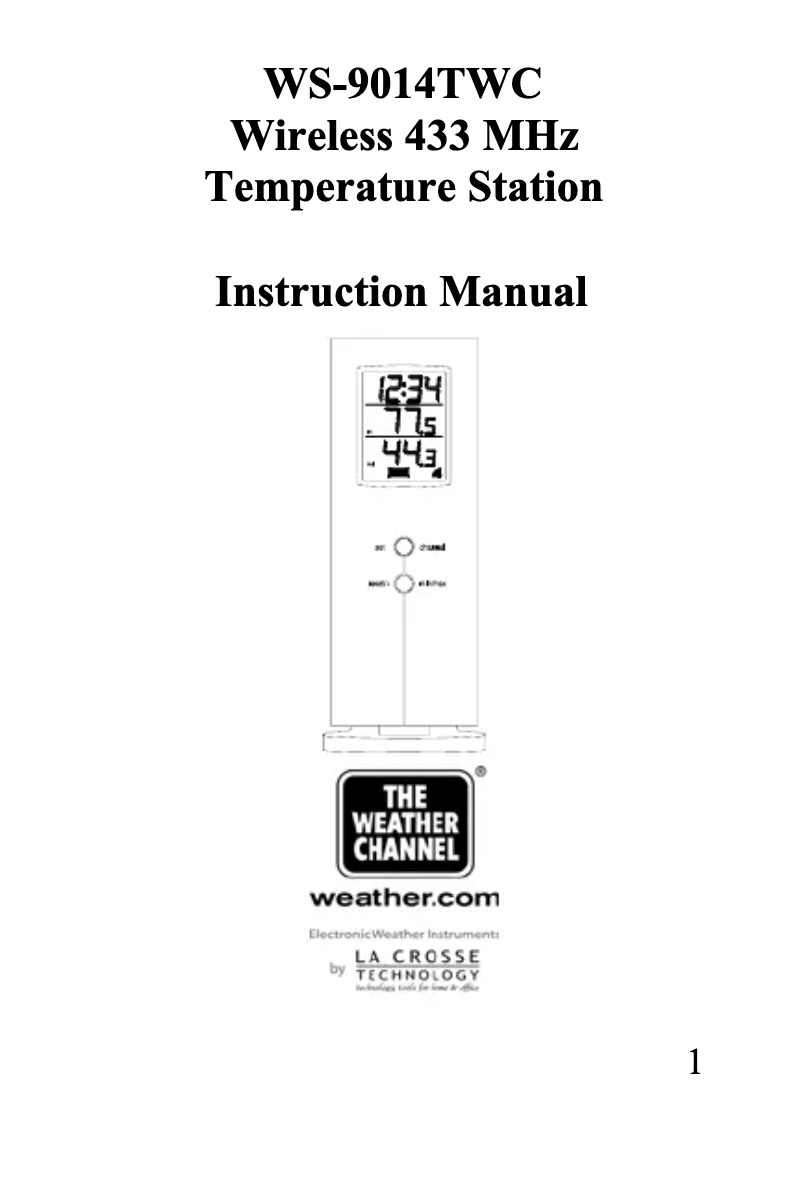Page 1 of the manual User Manual La Crosse Technology WS-9014TWC
