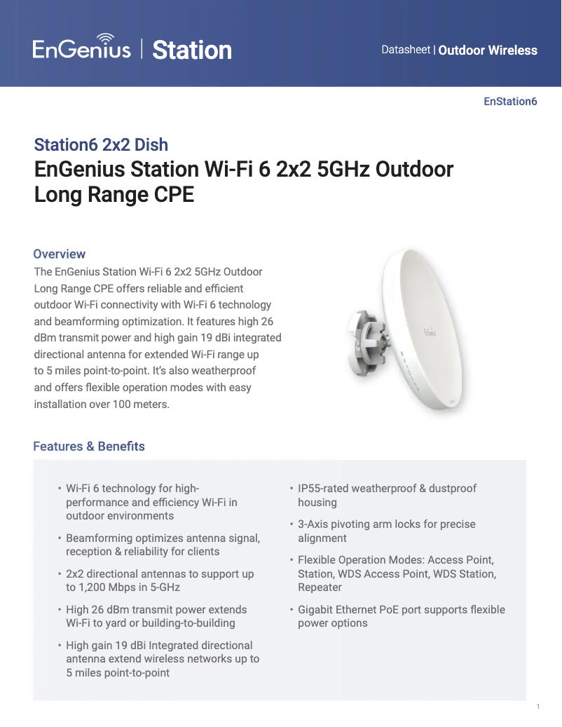 Page 1 of the manual User Manual EnGenius Station6