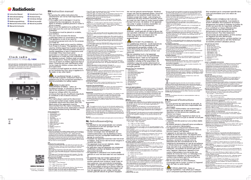 Page 1 de la notice Manuel utilisateur AudioSonic CL-1494