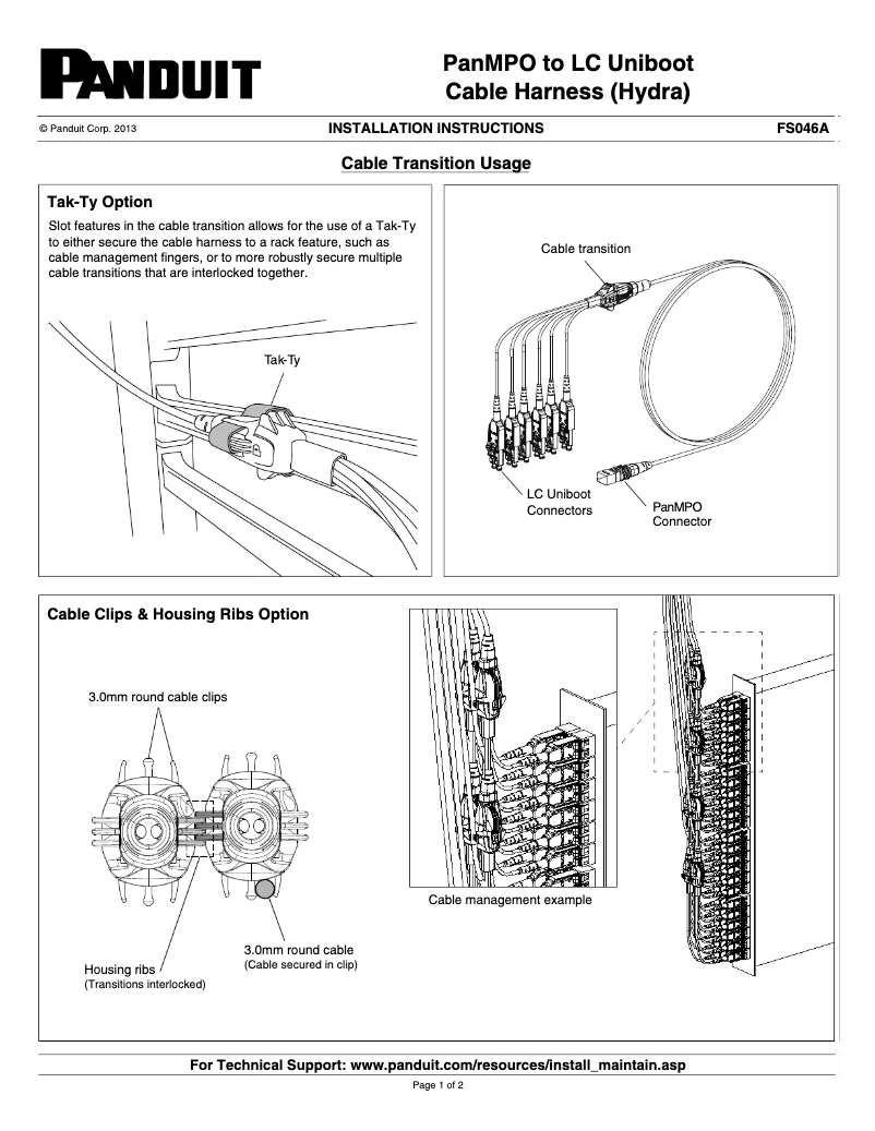 Page 1 de la notice Manuel utilisateur Panduit FXTHL6NLDSNM019