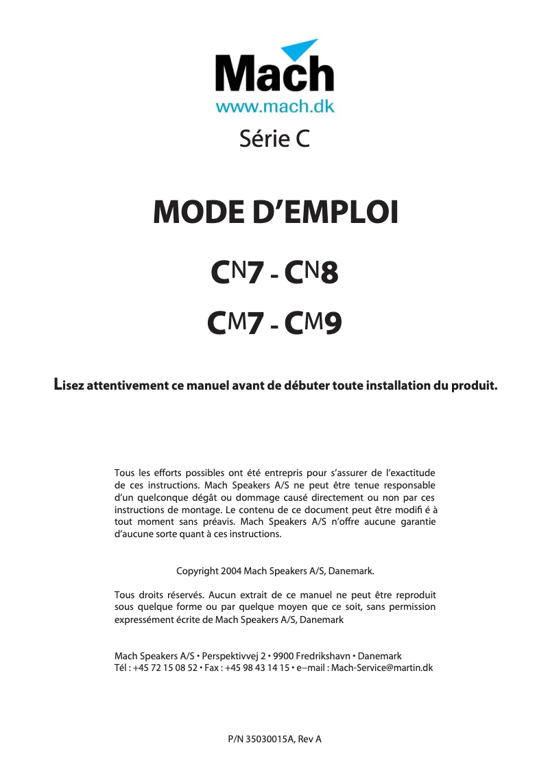 Page 1 of the manual User Manual Martin CN8